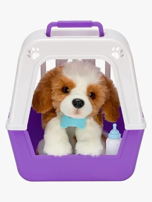 Little Live Pets Koiranpentu Patches kantokopassa, interaktiivinen koiralelu lapsille.